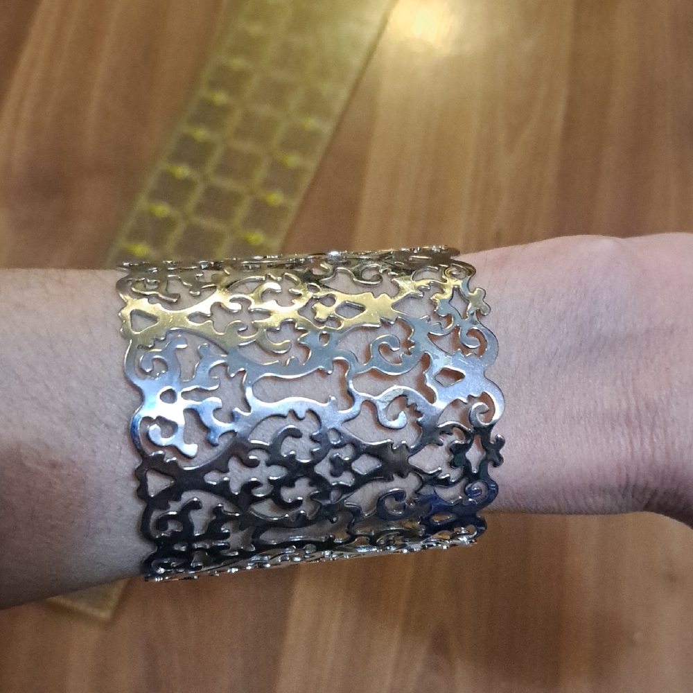 Intricate Silver Coloured Cuff Bracelet